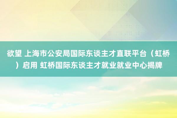 欲望 上海市公安局国际东谈主才直联平台（虹桥）启用 虹桥国际东谈主才就业就业中心揭牌