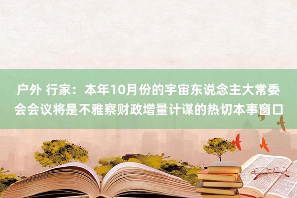 户外 行家：本年10月份的宇宙东说念主大常委会会议将是不雅察财政增量计谋的热切本事窗口