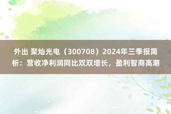 外出 聚灿光电（300708）2024年三季报简析：营收净利润同比双双增长，盈利智商高潮