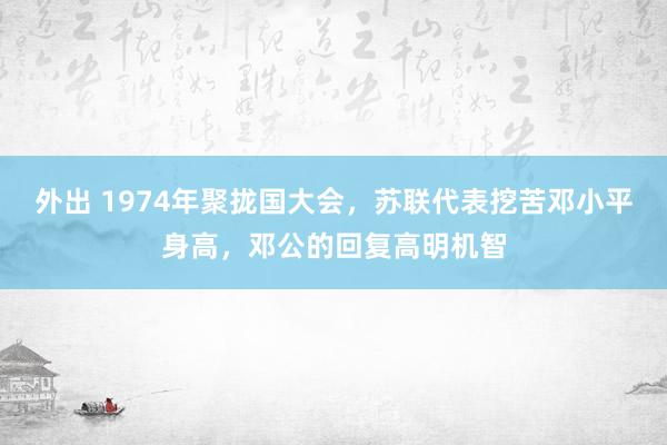 外出 1974年聚拢国大会，苏联代表挖苦邓小平身高，邓公的回复高明机智