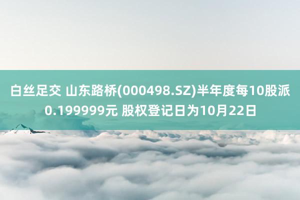 白丝足交 山东路桥(000498.SZ)半年度每10股派0.199999元 股权登记日为10月22日