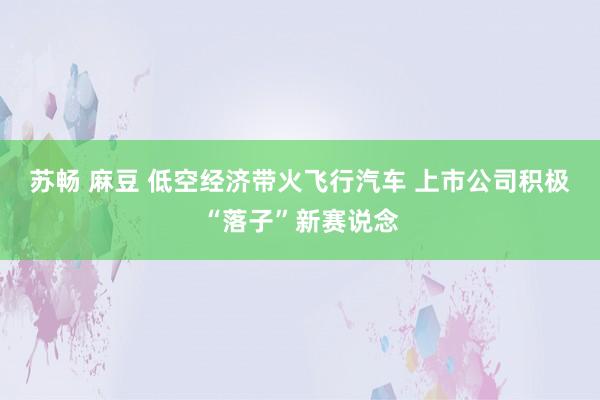 苏畅 麻豆 低空经济带火飞行汽车 上市公司积极“落子”新赛说念