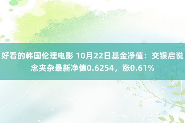 好看的韩国伦理电影 10月22日基金净值：交银启说念夹杂最新净值0.6254，涨0.61%