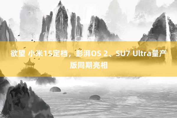 欲望 小米15定档，彭湃OS 2、SU7 Ultra量产版同期亮相