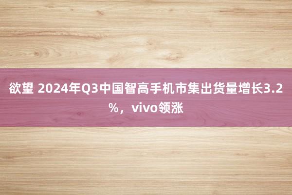 欲望 2024年Q3中国智高手机市集出货量增长3.2%，vivo领涨