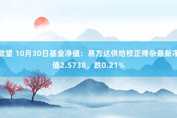 欲望 10月30日基金净值：易方达供给校正搀杂最新净值2.5738，跌0.21%