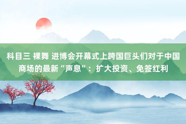 科目三 裸舞 进博会开幕式上跨国巨头们对于中国商场的最新“声息”：扩大投资、免签红利