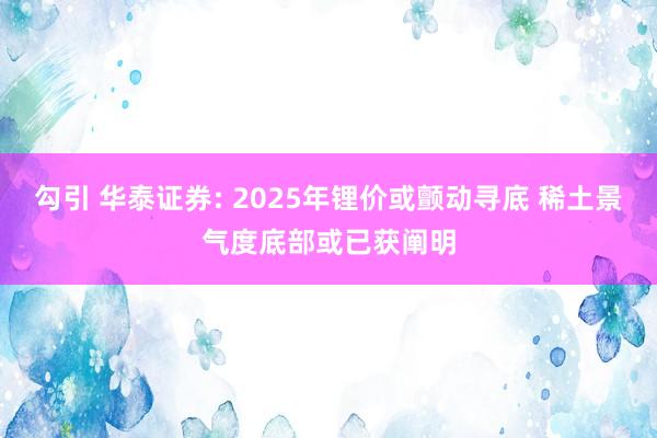 勾引 华泰证券: 2025年锂价或颤动寻底 稀土景气度底部或已获阐明