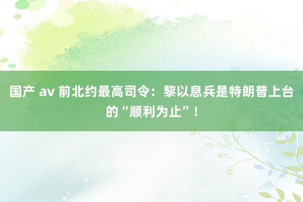 国产 av 前北约最高司令：黎以息兵是特朗普上台的“顺利为止”！