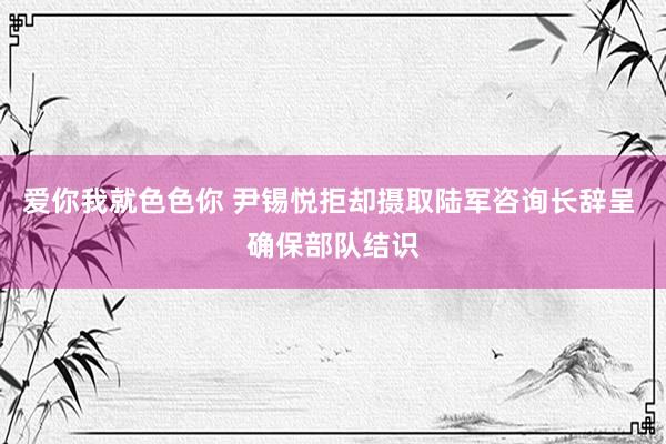 爱你我就色色你 尹锡悦拒却摄取陆军咨询长辞呈 确保部队结识