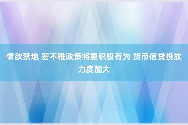 情欲禁地 宏不雅政策将更积极有为 货币信贷投放力度加大