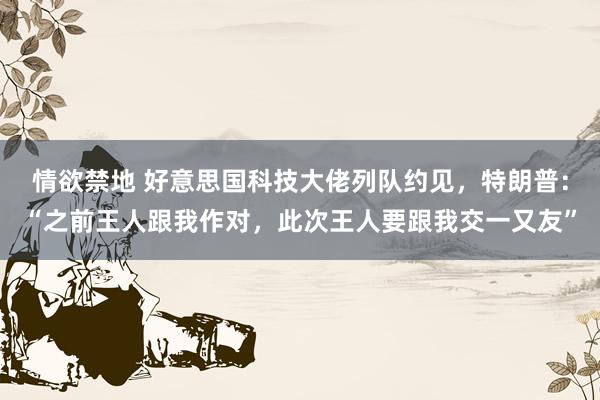 情欲禁地 好意思国科技大佬列队约见，特朗普：“之前王人跟我作对，此次王人要跟我交一又友”