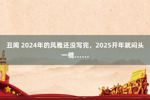 丑闻 2024年的风雅还没写完，2025开年就闷头一棍……