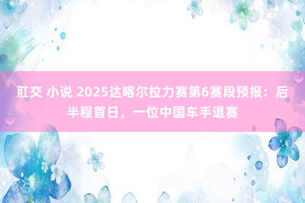 肛交 小说 2025达喀尔拉力赛第6赛段预报：后半程首日，一位中国车手退赛