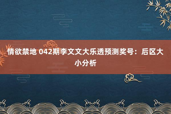 情欲禁地 042期李文文大乐透预测奖号：后区大小分析